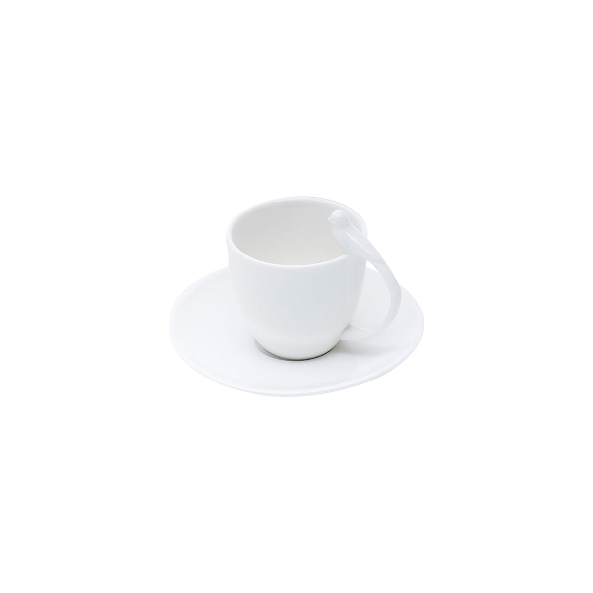 Jogo 6 Xícaras de Café Porcelana com Pires Birds Branca 85ml - Ela Decora
