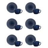 Jogo 6 Xícaras de Chá com Pires Agra Deep Blue Azul 260ml - Ela Decora
