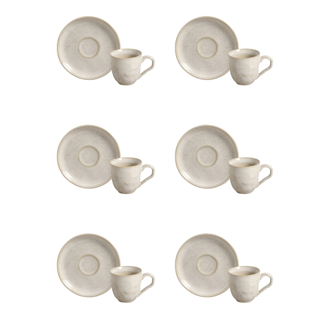 Jogo 6 Xícaras de Chá com Pires Bio Latte 170ml - Ela Decora