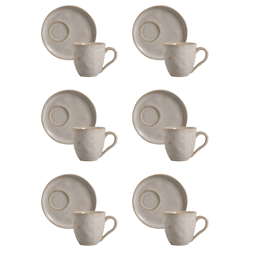 Jogo 6 Xícaras de Chá com Pires Bio Latte Descentralizado 170ml - Ela Decora