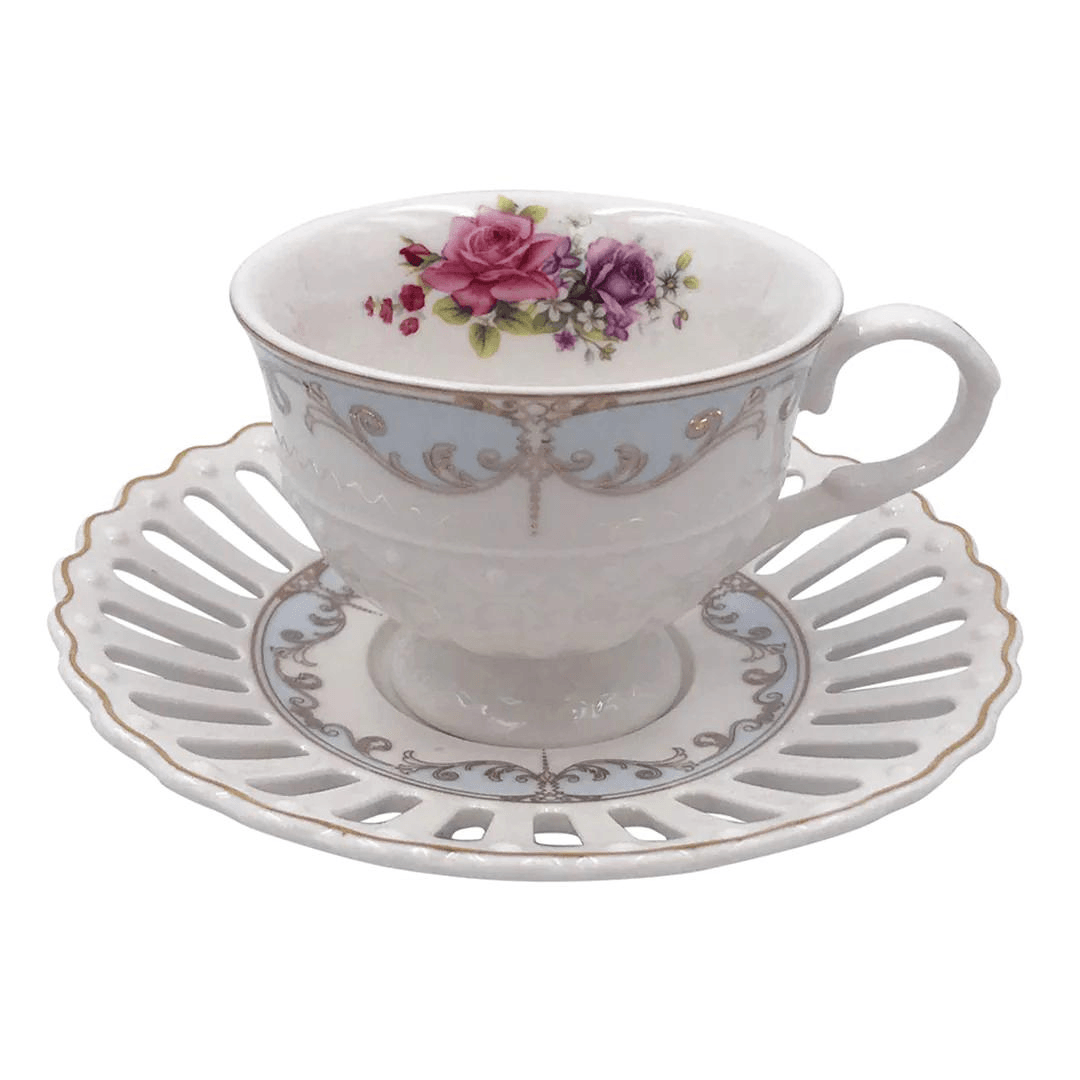 Jogo 6 Xícaras para Café com Pires Mon Cheri New Bone Branco 80ml - Ela Decora