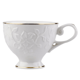 Jogo 6 Xícaras para Café com Pires Scarlet New Bone Branco com Borda Dourada 90ml - Ela Decora
