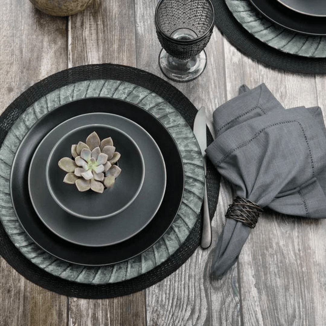 Jogo Americano Avulso Serenity Preto 38cm - Ela Decora
