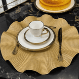 Jogo Americano Babado Dourado 38cm - Ela Decora