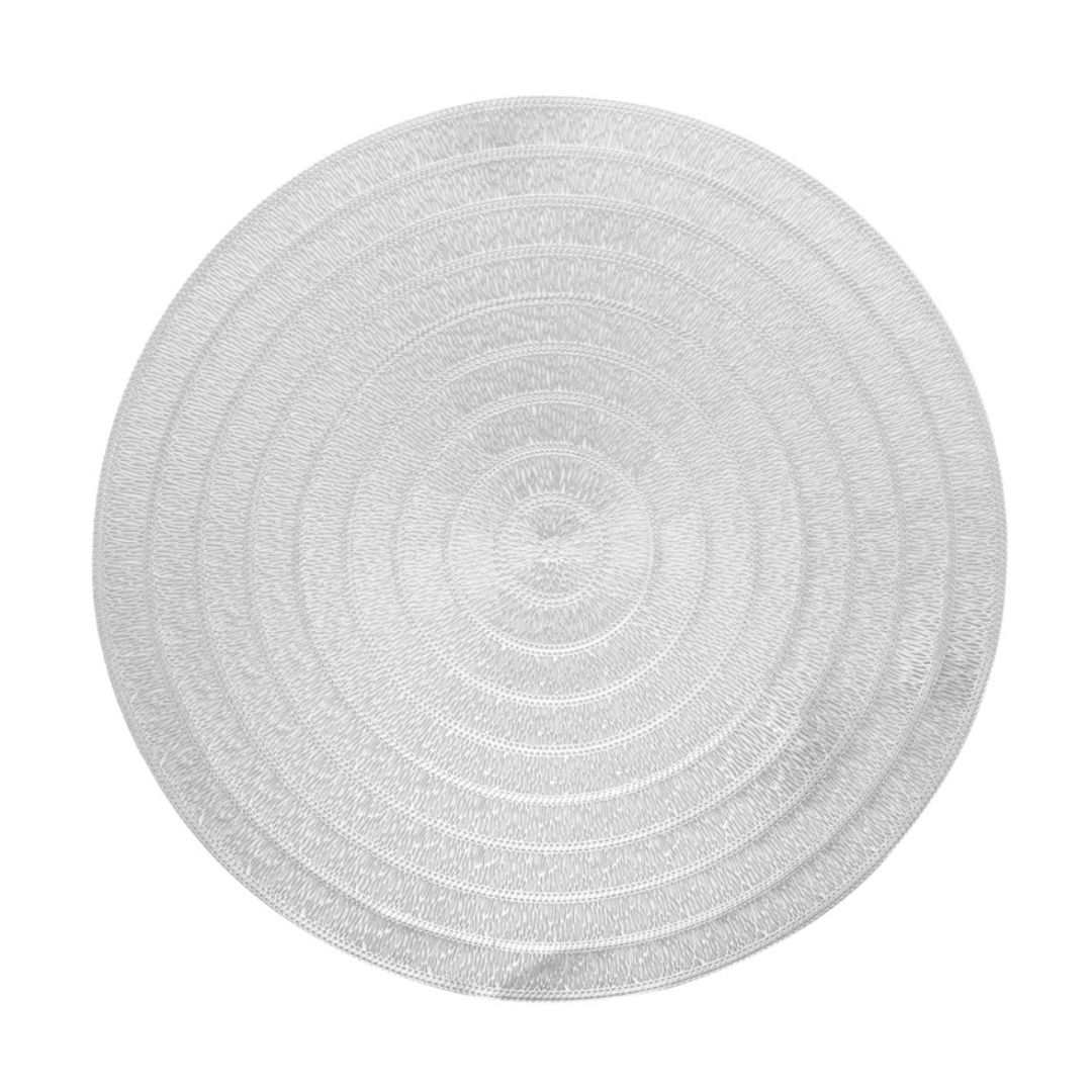 Jogo Americano Descanso de Prato Espiral Prateado - 38 cm - Ela Decora