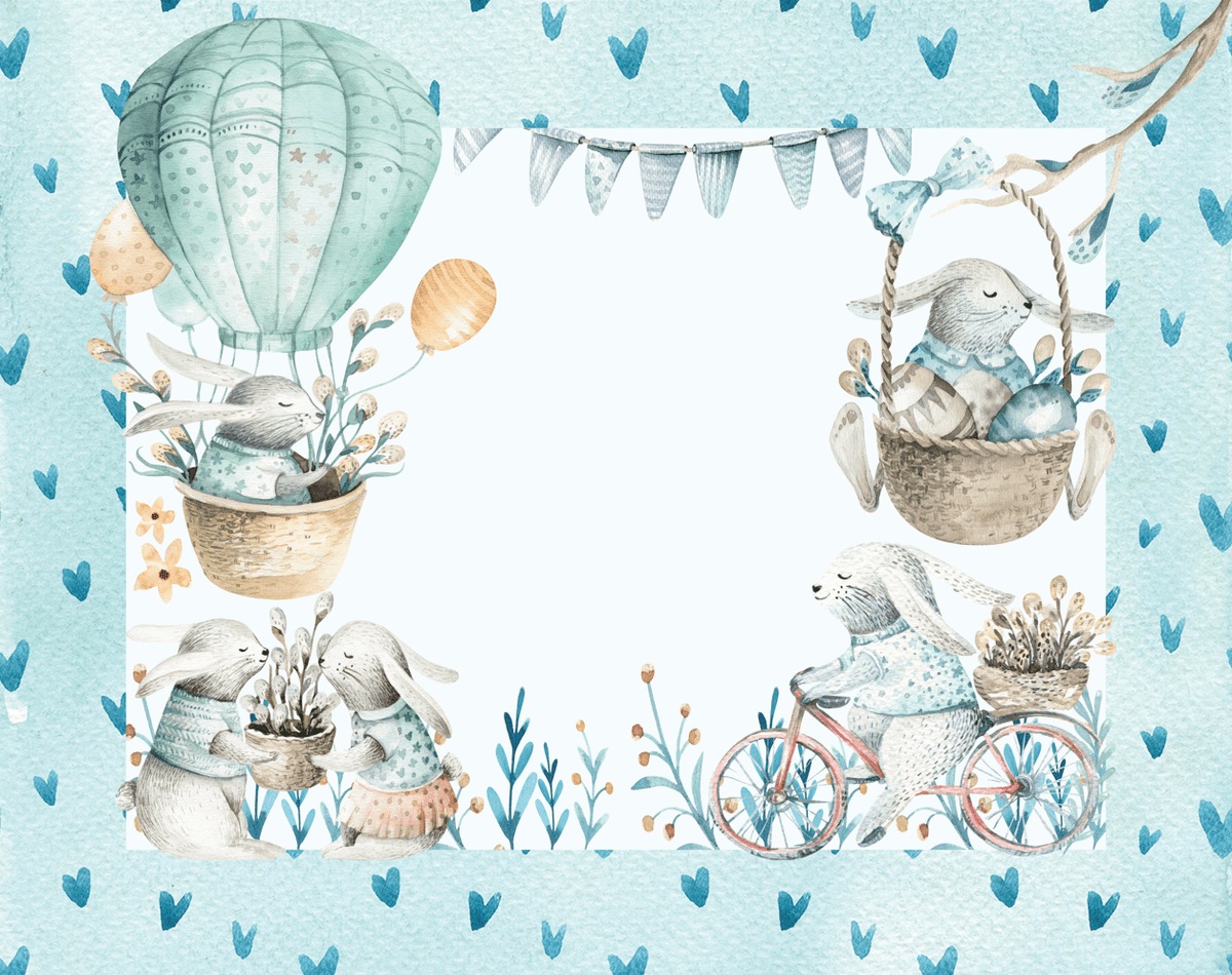 Jogo Americano Estampado Balão Páscoa Azul 45cm x 33cm - Ela Decora