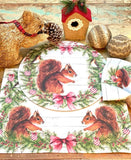 Jogo Americano Estampado Natal Esquilo Branco 45cm x 35cm - Ela Decora