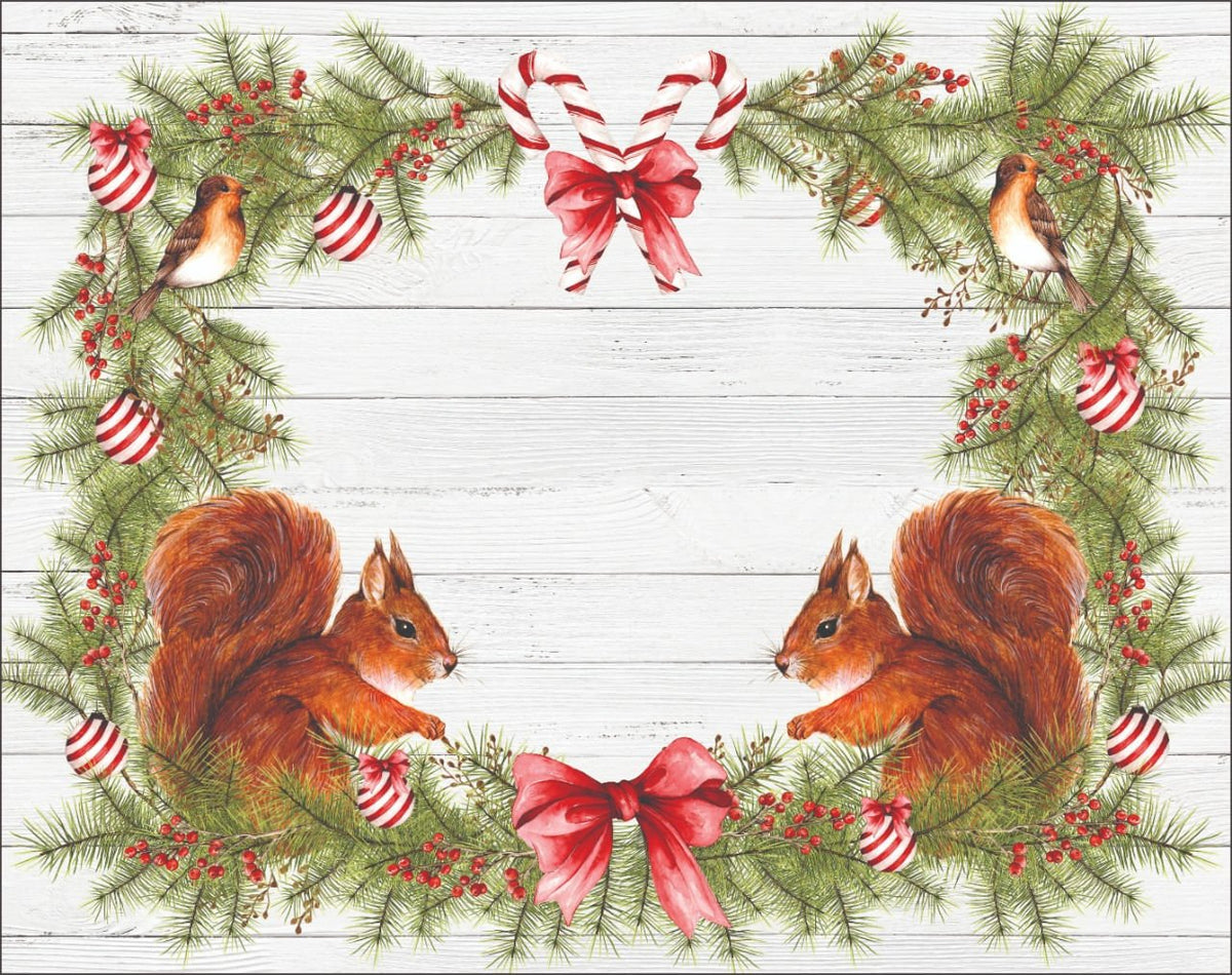 Jogo Americano Estampado Natal Esquilo Branco 45cm x 35cm - Ela Decora