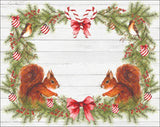 Jogo Americano Estampado Natal Esquilo Branco 45cm x 35cm - Ela Decora