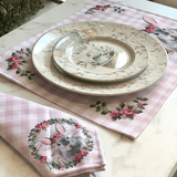 Jogo Americano Páscoa Coelho Xadrez Rosa 33x45cm - Ela Decora