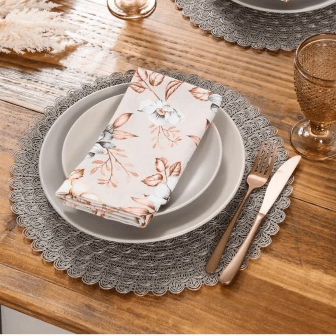 Jogo Americano Redondo Avulso Ava Taupe 38cm - Ela Decora