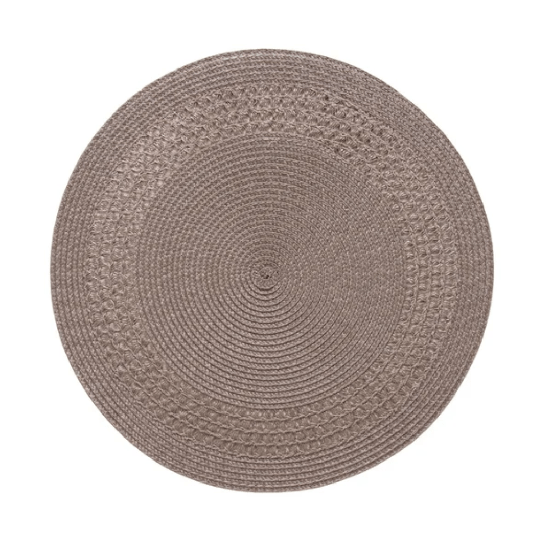 Jogo Americano Redondo Avulso Luna Tressê Taupe 38cm - Ela Decora