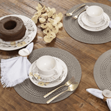 Jogo Americano Redondo Avulso Luna Tressê Taupe 38cm - Ela Decora