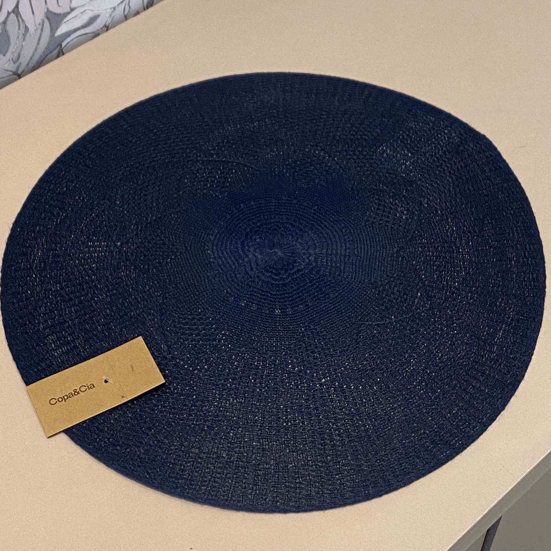 Jogo Americano Redondo Crochet Azul Marinho 38cm - Ela Decora