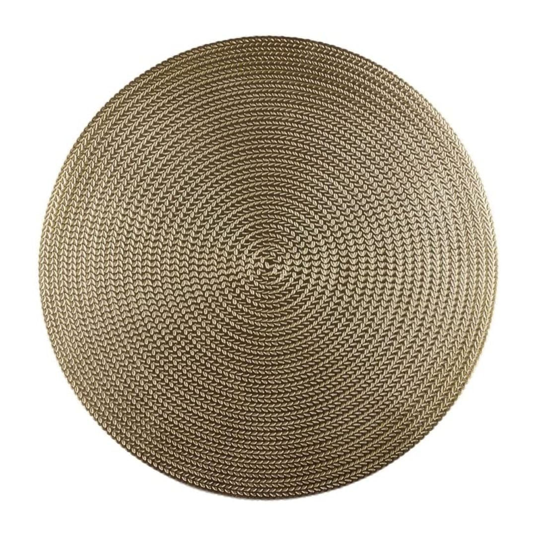 Jogo Americano Redondo de Plástico Fresno Metalizado Dourado 38cm - Ela Decora