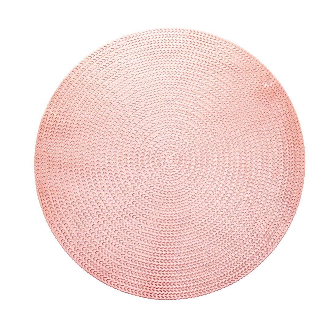 Jogo Americano Redondo de Plástico Fresno Metalizado Rose 38cm - Ela Decora