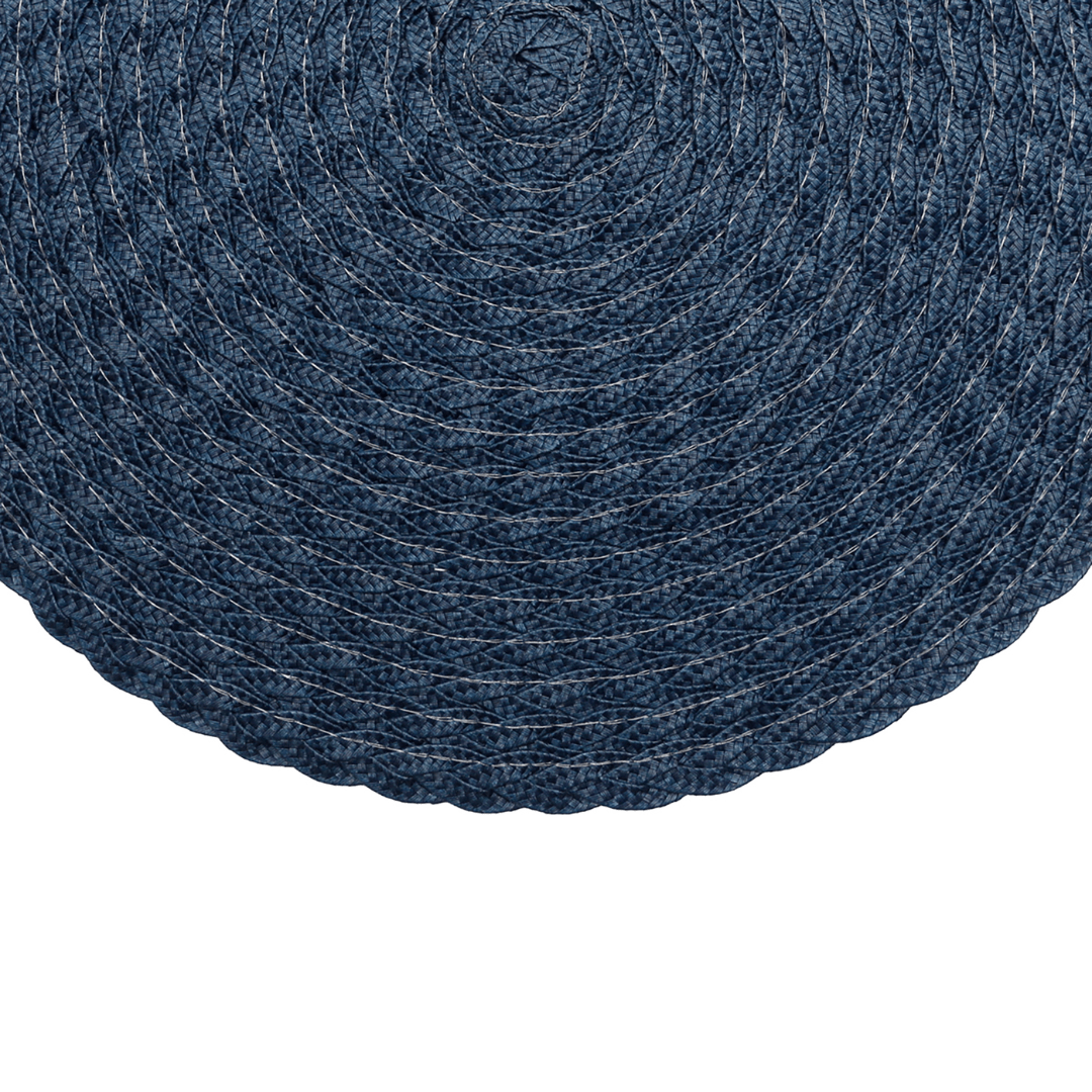 Jogo Americano Redondo Poliéster Leaf Azul Escuro 38cm - Ela Decora