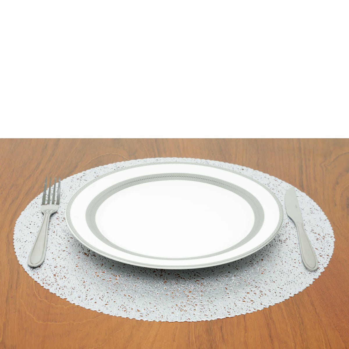 Jogo Americano Redondo Prata 40 cm - Ela Decora