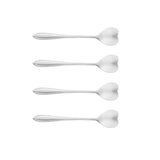 Jogo de 4 Colheres Aço Inox para Chá Heart Coração Prateada 12,7 cm - Ela Decora