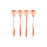 Jogo de 4 Colheres Aço Inox para Chá Heart Coração Rose Gold - 12,7 cm - Ela Decora