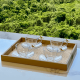 Jogo de 4 Xícaras de Chá com Pires Golden Bird - 180ml - Ela Decora