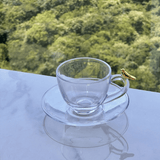 Jogo de 4 Xícaras de Chá com Pires Golden Bird - 180ml - Ela Decora