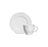 Jogo de 6 Xicaras com Píres Algarve Branco 200ml - Ela Decora