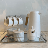 Jogo de 6 Xicaras com Píres Algarve Branco 200ml - Ela Decora