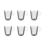 Jogo de 6 Xícaras de Café Lines Coffee Time em Vidro - 80ml - Ela Decora