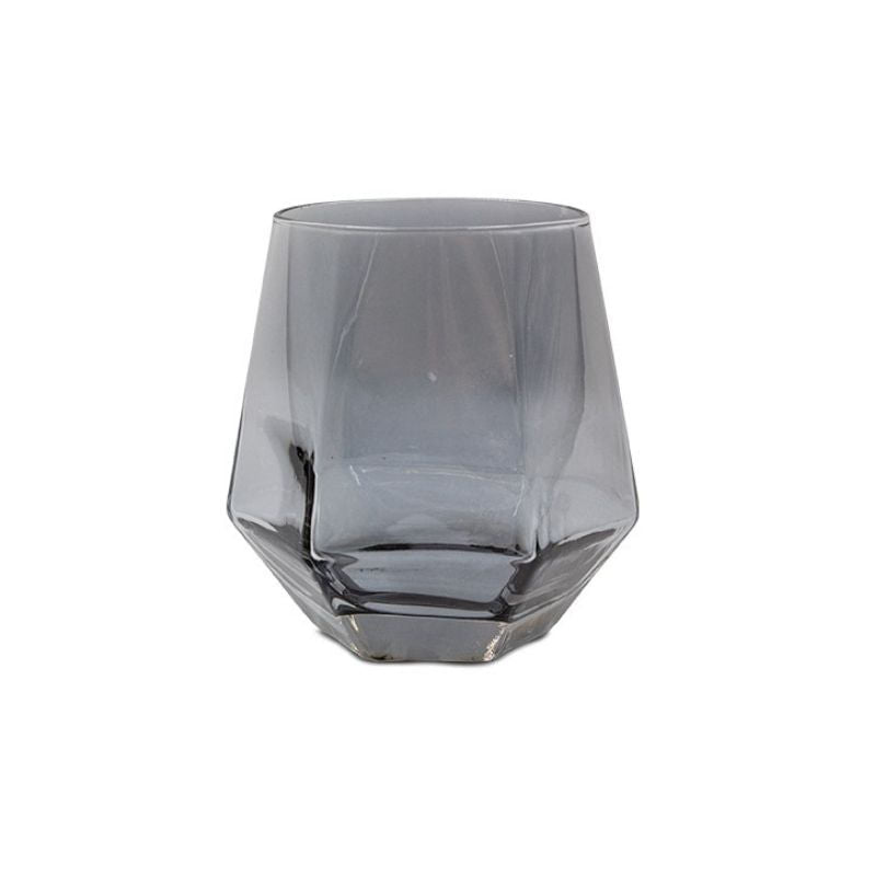 Jogo de Copos de Vidro Hexagonal Fumê Ônix 6 peças 350ml - Ela Decora
