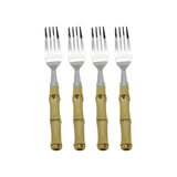 Jogo de Garfos Bambu Aço Inox - 4 Peças - Ela Decora