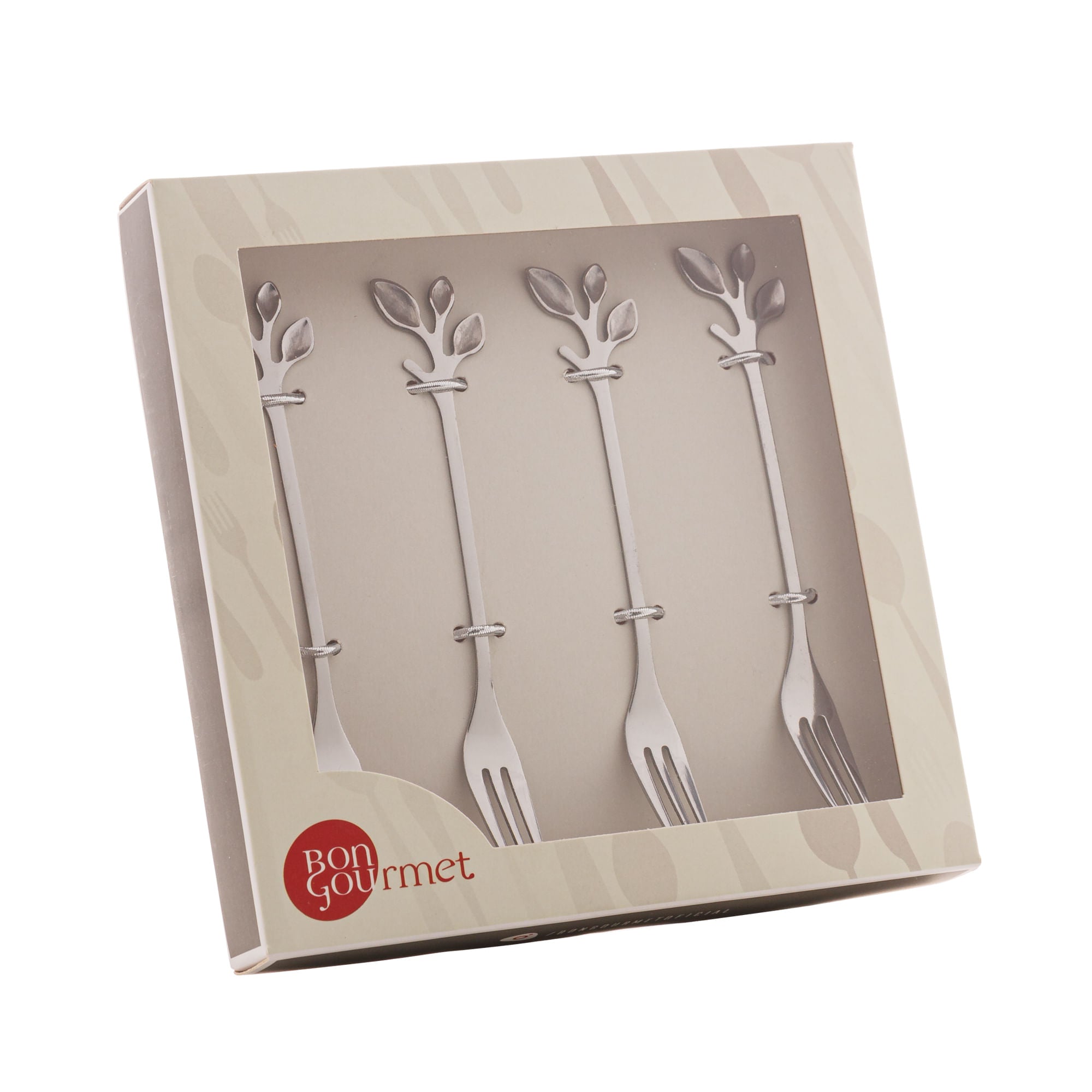 Jogo de Garfos para Aperitivo em Aço Inox Leaves 4 Peças - Ela Decora