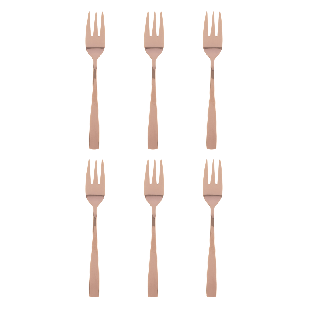 Jogo de Garfos para Bolo Aço Inox Pisa Rose Gold 6 Peças - Ela Decora
