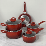 Jogo de Panelas 5 peças Com Revestimento Vitro - Cerâmico Degradê Vermelho Ceramic Magnólia - Ela Decora