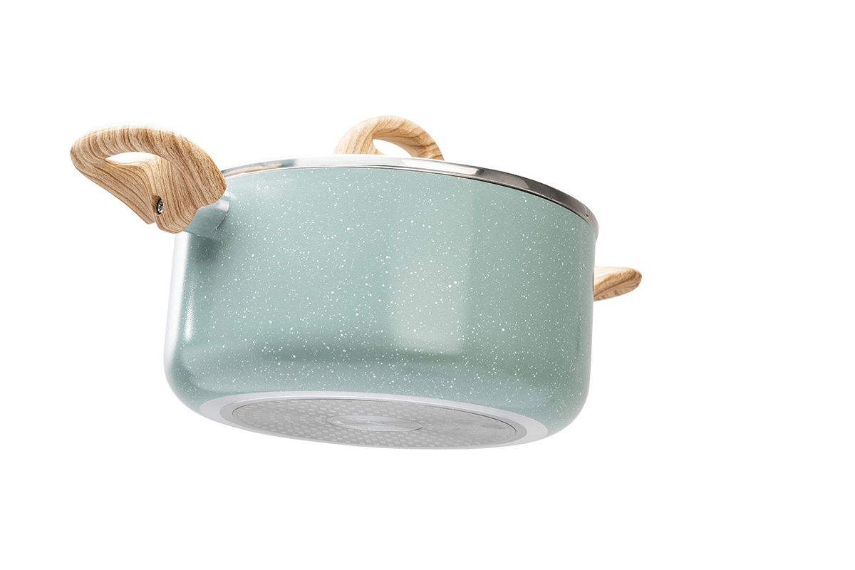 Jogo de Panelas Fundo de Indução Ceramic Life Botanika Verde 6 Peças - Ela Decora