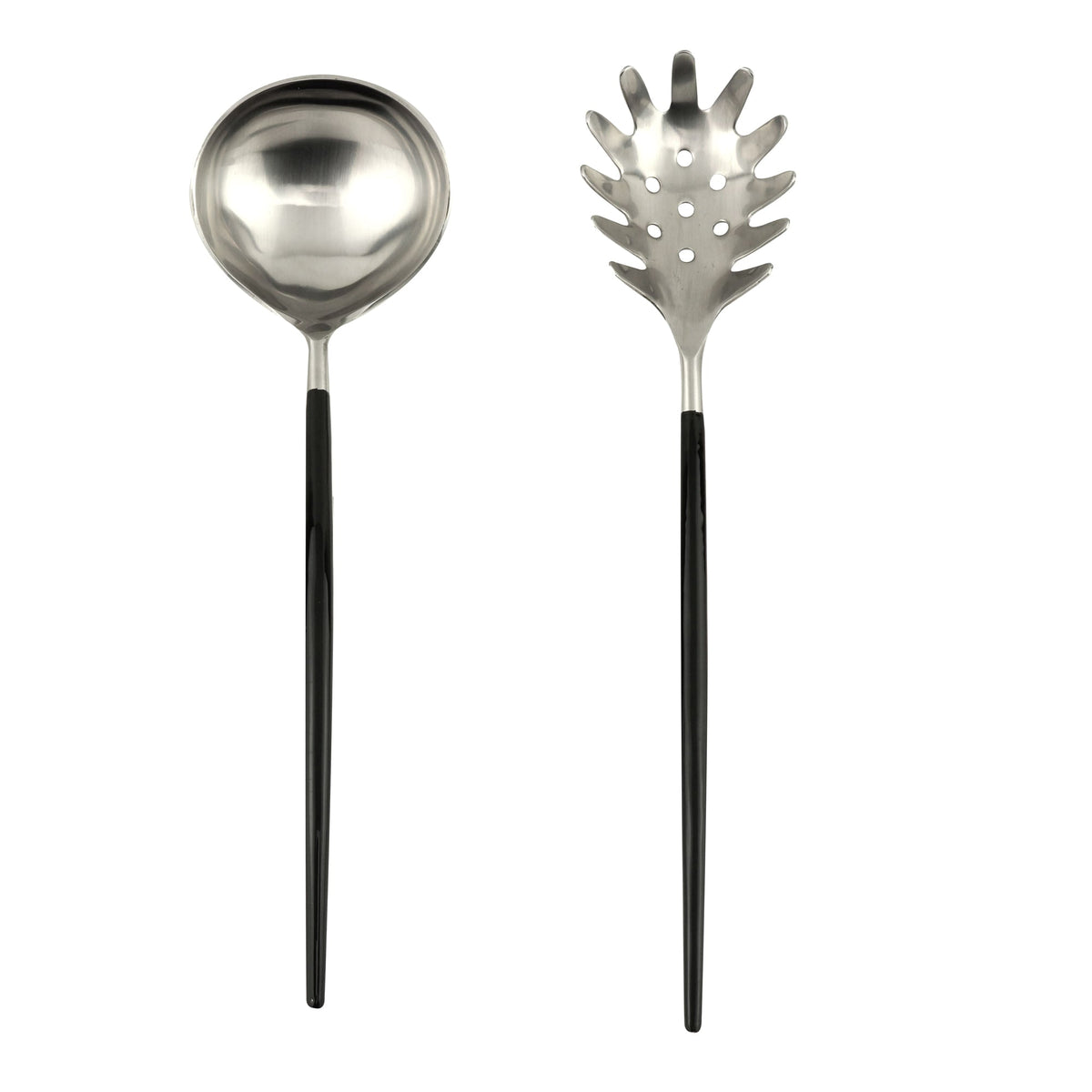 Jogo de Talheres 2 Peças para Servir Massas Aço Inox Preto - Ela Decora