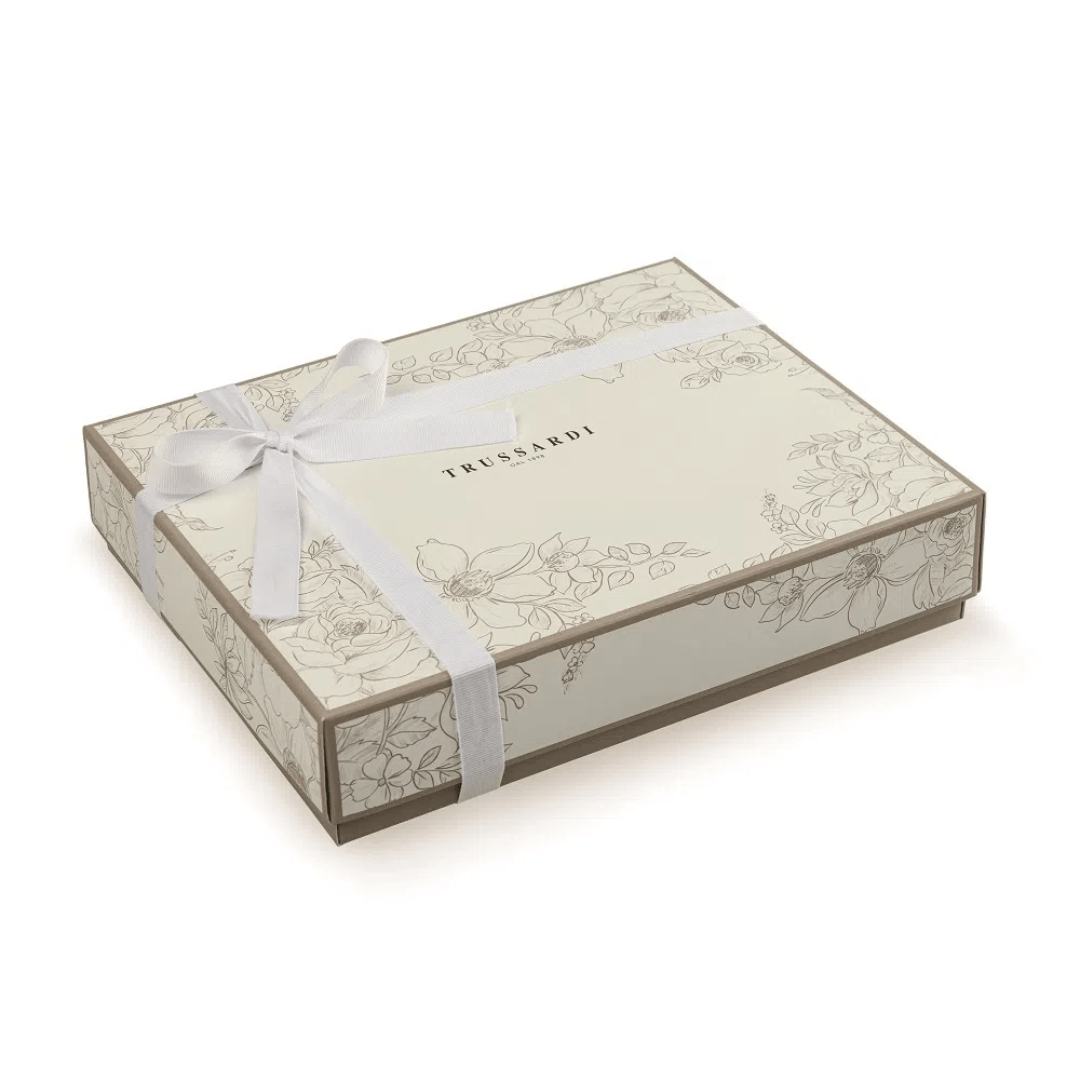 Jogo de Visita Toalha de Lavabo Floreale em Algodão Branca 50cm x 30cm Embalagem Presenteável 2 Peças Trussardi - Ela Decora