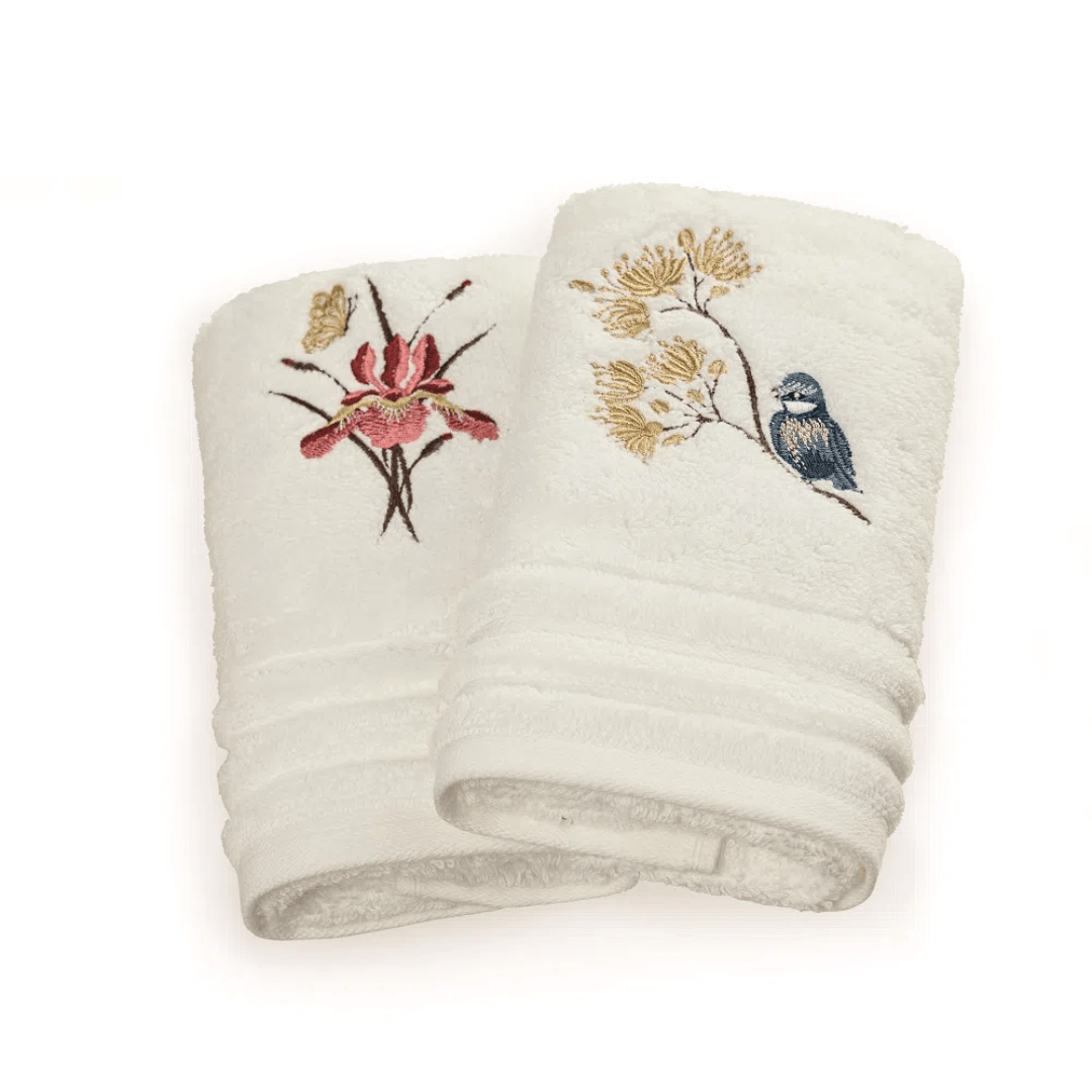 Jogo de Visita Toalha de Lavabo Floreale em Algodão Branca 50cm x 30cm Embalagem Presenteável 2 Peças Trussardi - Ela Decora