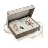 Jogo de Visita Toalha de Lavabo Floreale em Algodão Branca 50cm x 30cm Embalagem Presenteável 2 Peças Trussardi - Ela Decora