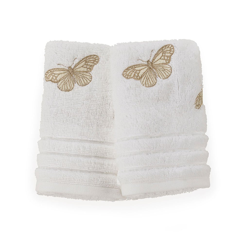 Jogo de Visita Toalha Lavabo Botanici Borboleta em Algodão Branco 50cm x 30cm Embalagem Presenteável 2 Peças Trussardi - Ela Decora