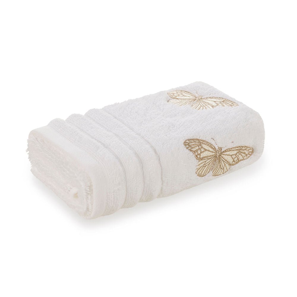 Jogo de Visita Toalha Lavabo Botanici Borboleta em Algodão Branco 50cm x 30cm Embalagem Presenteável 2 Peças Trussardi - Ela Decora