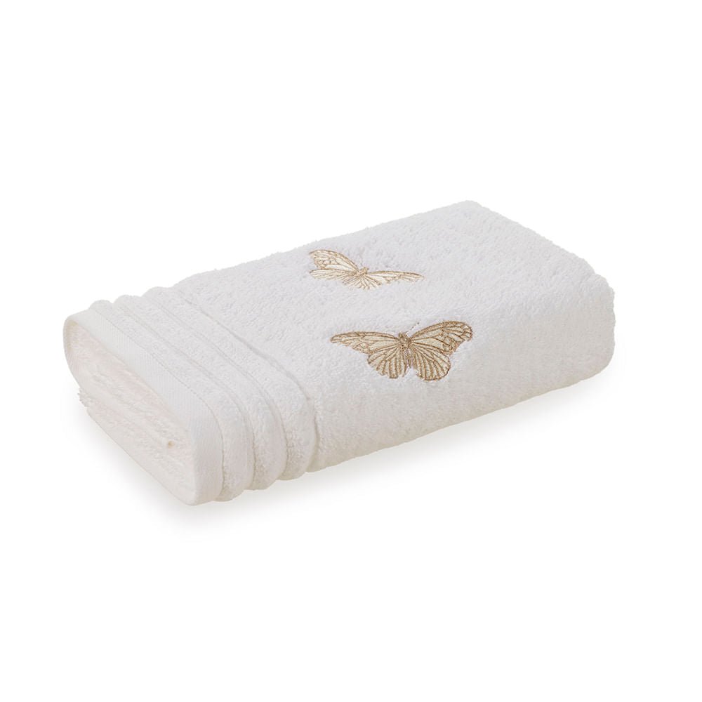 Jogo de Visita Toalha Lavabo e Toalha de Rosto Botanici em Algodão Branco Embalagem Presenteável 2 Peças Trussardi - Ela Decora