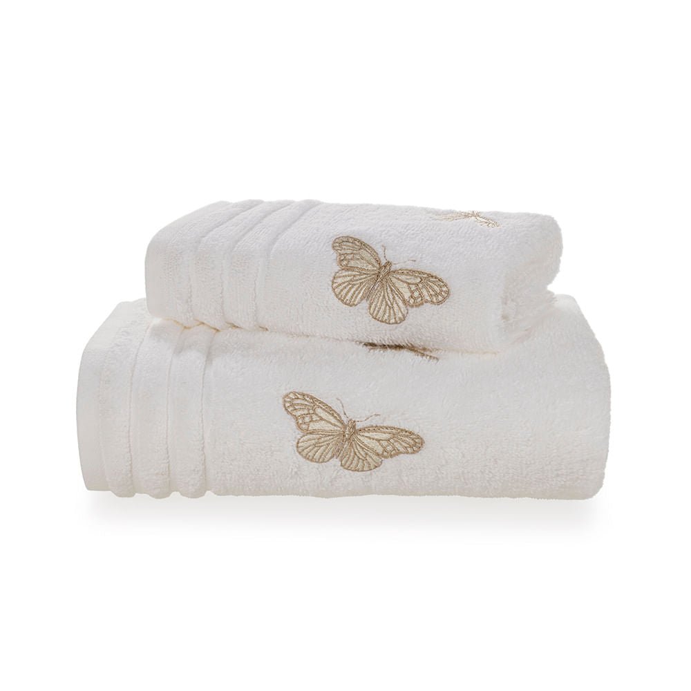 Jogo de Visita Toalha Lavabo e Toalha de Rosto Botanici em Algodão Branco Embalagem Presenteável 2 Peças Trussardi - Ela Decora