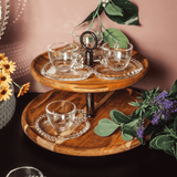 Jogo de Xícaras de Café Cristal Com Pires Coração Pearl 4 Peças - 85ml - Ela Decora