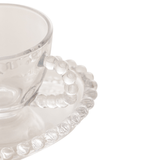 Jogo de Xícaras de Café Cristal Com Pires Coração Pearl 4 Peças - 85ml - Ela Decora