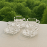 Jogo de Xícaras de Café Cristal Com Pires Coração Pearl 4 Peças - 85ml - Ela Decora