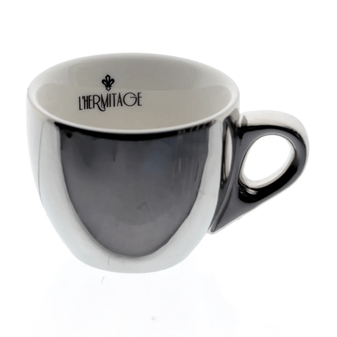 Jogo de Xicaras para Café com Pires e Suporte Branco e Cromado - Ela Decora