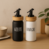 Jogo Galheteiro Doha Vidro e Bambu 220ml 2 Peças - Ela Decora