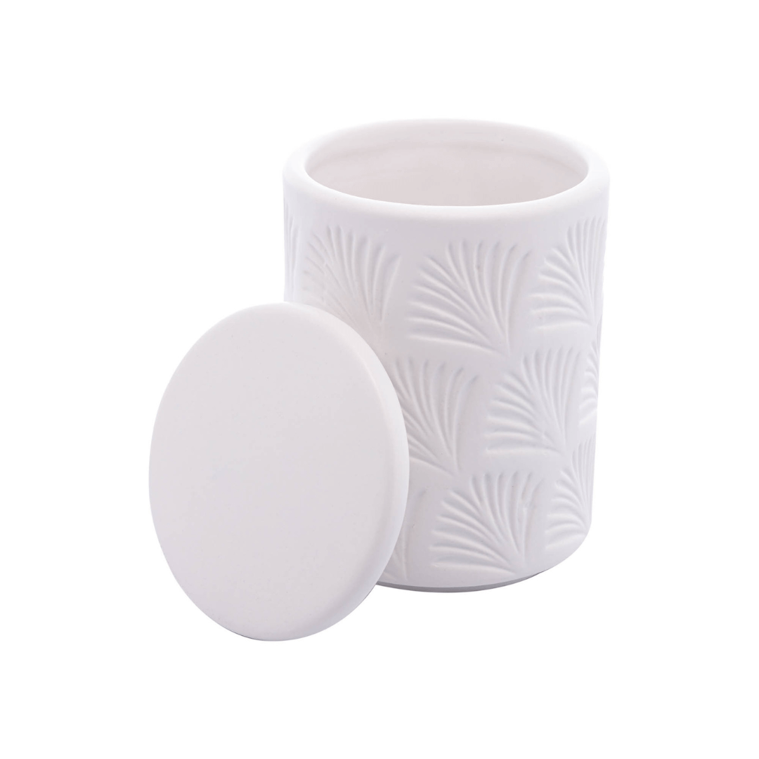 Jogo para Banheiro Leaf em Ceramica Branco 2 Peças - Ela Decora