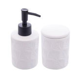 Jogo para Banheiro Leaf em Ceramica Branco 2 Peças - Ela Decora